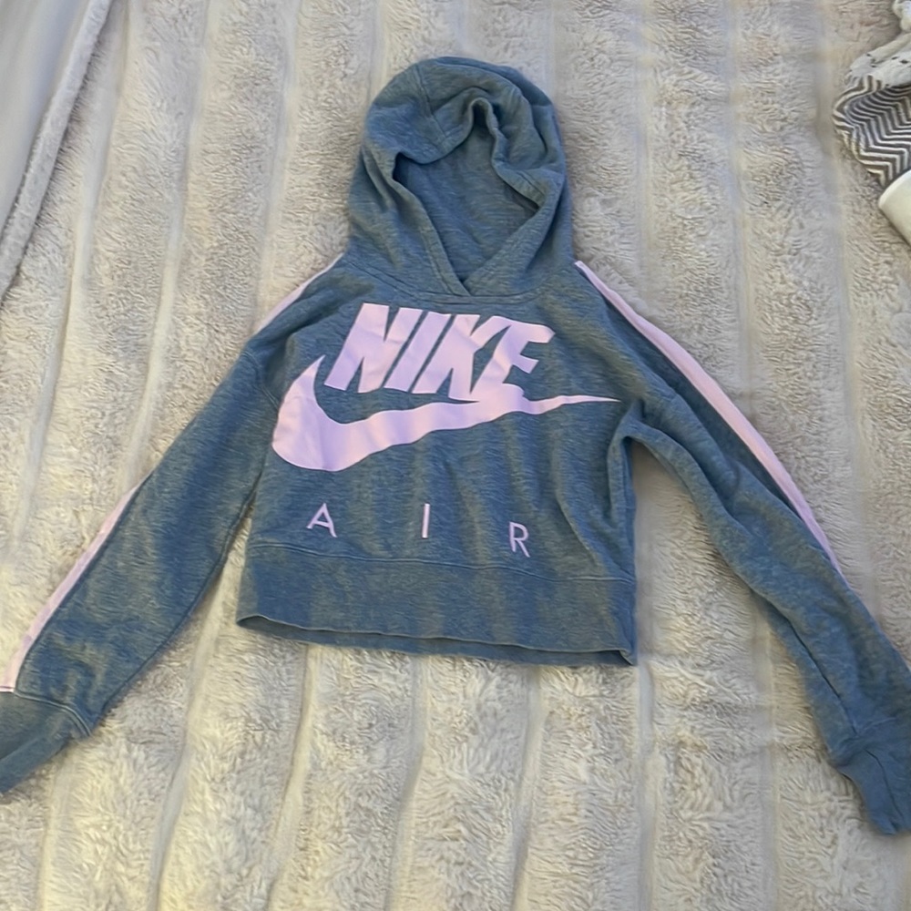 Grey and pink cropped hoodie girls Nike